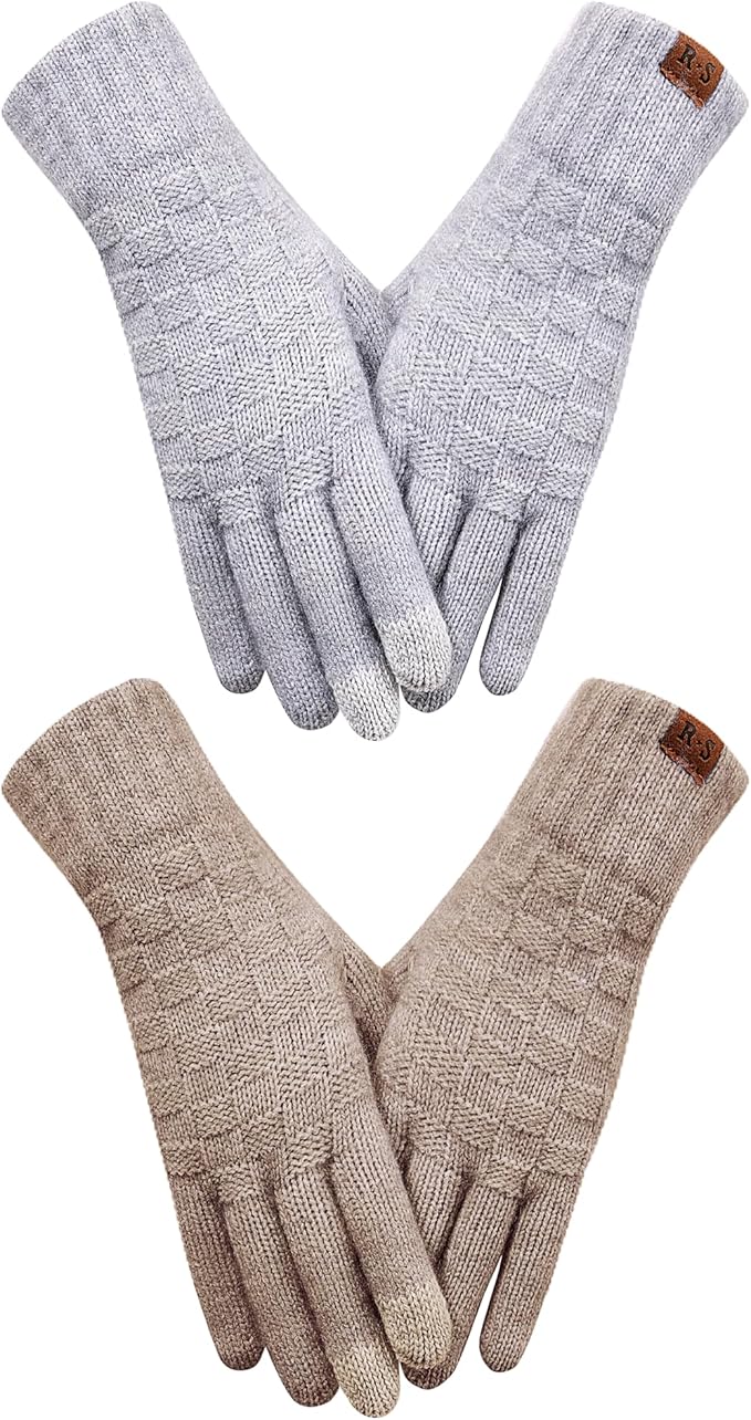 REACH STAR Winter Gloves for Women-Upgraded Touch Screen Elastic Thermal Knit Lining Warm Gloves for Cold Weather