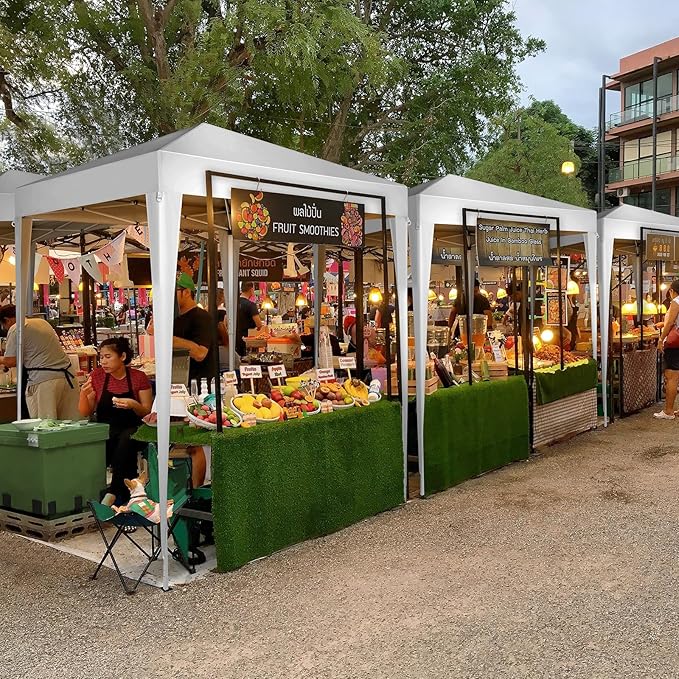 Outvita 6.5x6.5ft Pop Up Canopy Tent, Outdoor Instant Shelter Folding Canopy with 4 Side Walls and Carry Bag for Commercial Events, Party, Backyard BBQ, Camping White