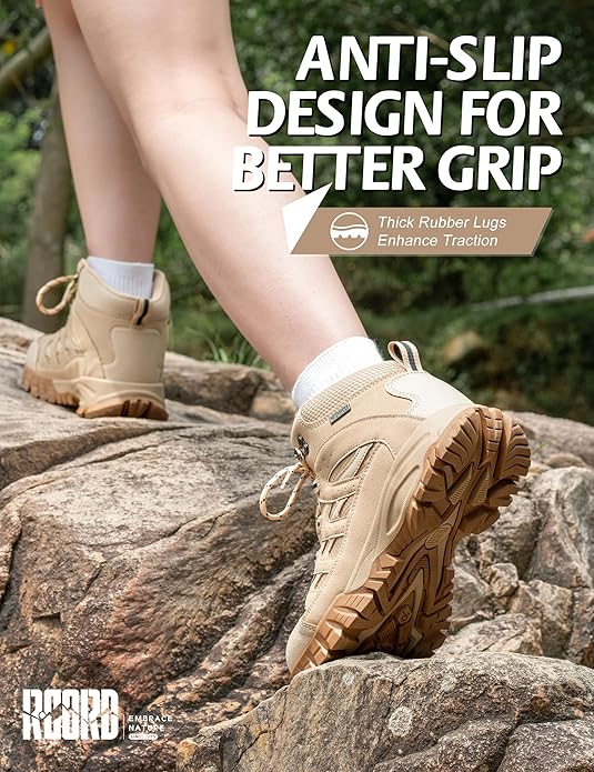 R CORD Hiking Boots Women Waterproof Breathable Non-Slip Womens Hiking Boots Arch Support for Rocky Trails Mountain Climbing & All-Day Comfort