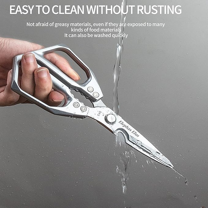 Multi-Function Kitchen Scissors Heavy Duty Kitchen Shears,Cutting Food Tools Cooking Shears for Chicken,Meat,Fish,Poultry(Sliver)