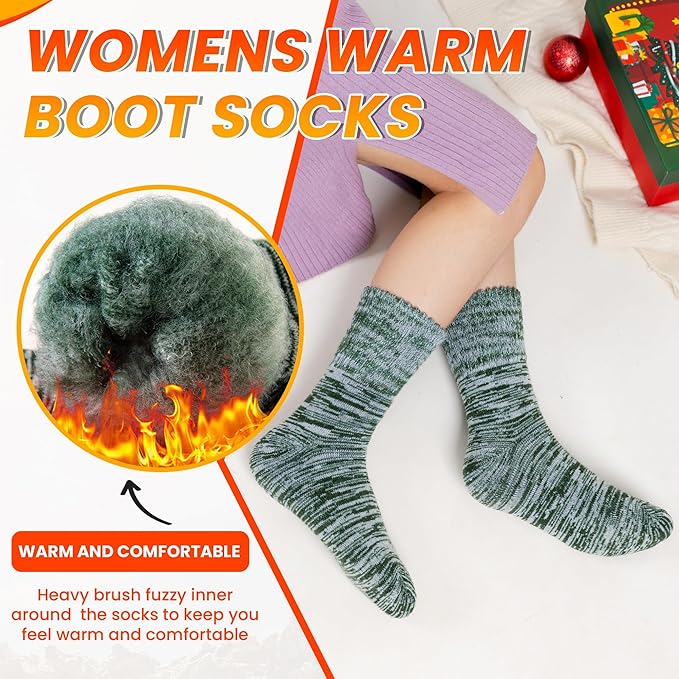 Velice Winter Warm Thermal Socks for Women Extra Thick Insulated Heated Crew Boot Socks for Cold Weather 5 Pairs