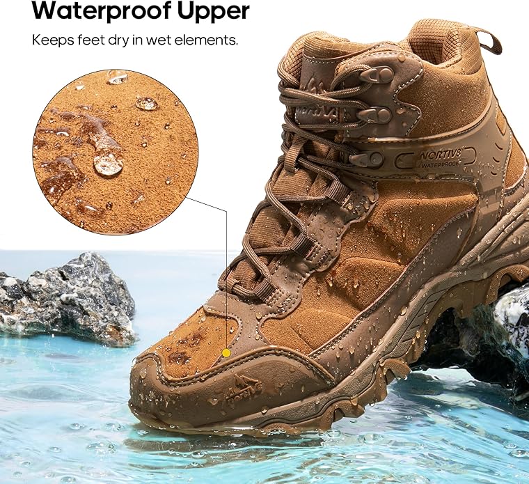 NORTIV 8 Men's Waterproof Hiking Boots Outdoor Mid Trekking Lightweight Mountaineering Shoes Paladin