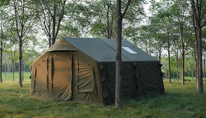 Coody | Rbm Outdoors Koala/Hub/Octopus Inflatable Tents for Camping with Stove Jack, 2/8/10 Person Luxury Canvas Blow Up Tent, 2 Room, Easy Setup Casa de Campaña, Large Inflatable House with Pump