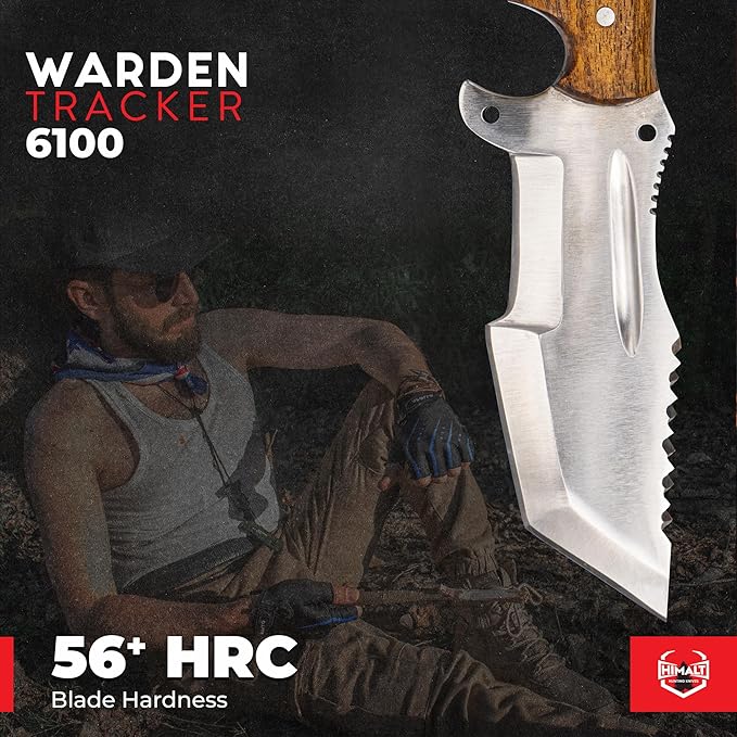 10"Handmade D2 Steel Tracker knife- Fixed Blade Survival, Bushcraft,Hunting Knife With Sheath-Pakka Blue Wood, Camel Bone & Rosewood Handle-Full Tang-Ideal For EDC,camping skinning, Outdoor-Best Hunting Knives For Men.