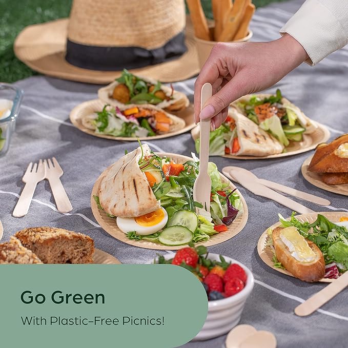 Wooden Disposable Knives - 1800 Pieces Wood Compostable Knives - Eco-Friendly Biodegradable Utensils for Party - Free From Plastic Cutlery Set - Disposable Cutlery for Eating - Compostable Utensils