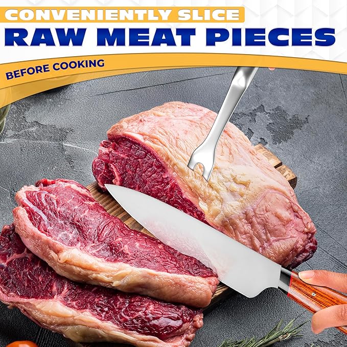 Carving Fork for Meat – 11" Two-Prong Stainless Steel Meat Fork with Long Heat-Resistant Handle, Durable and Practical for Grilling, Cooking, and Serving - Classic BBQ Design