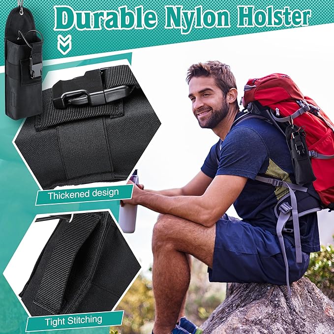 Bear Spray Holster with Quick Release Buckle (Spray Not Included), Nylon Holster with Hook & Loop for 7.9 & 9.2fl Oz Canister, Portable Pouch & Elastic Cord Design for Hiking Camping, Outdoor