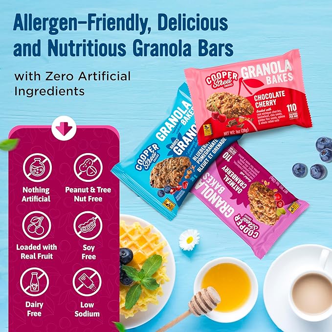 Cooper Street Granola Bakes - Soft and Chewy Breakfast Granola Bars Variety Pack (18 Count) - Perfect Snack for Kids, School, Work, Hiking & On-the-Go