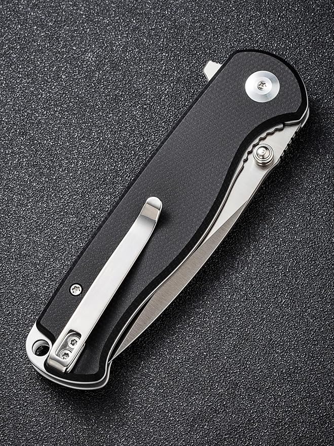 SENCUT Errant Pocket Knife, Camping Folding Knife with Micarta Handle and 3.45" 9Cr18MoV Blade, EDC Knife for Outdoor Work S23054B-3(Black)