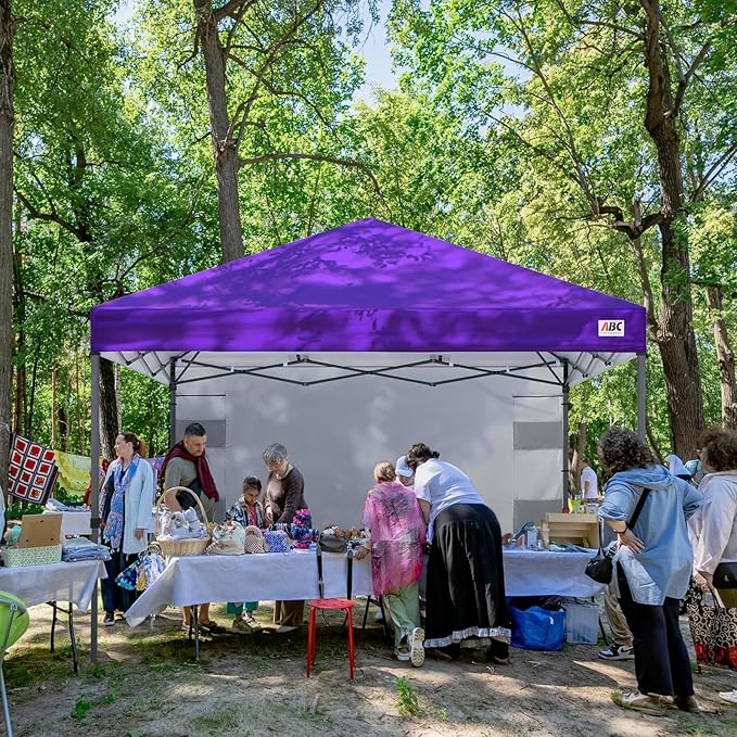 ABCCANOPY Pop Up Canopy with Sidewall,10x10 Outdoor Canopy Tent with Storage Sidewall for Commercial Events with 4 Weights (Purple)