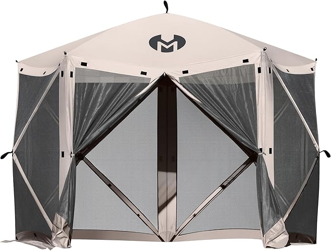 Exacme Portable Gazebo Pop up Tent for Camping, Outdoor Four Sides Pop-up Clam Screen Tent with Canopy Shelter, 1024 (5PC, Light Brown)