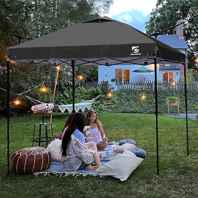 10x10 Pop Up Canopy Replacement Top Cover with Air Vent for Straight Leg Canopy Tent, Waterproof for Outdoor Garden Patio Camping Sun Shade(Top Only) (Black, 1)