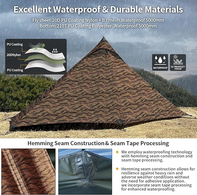 Camping Tent, Easy Setup, 1-2-8-10 Person Waterproof and Portable Tent for Camping Hiking Outdoor