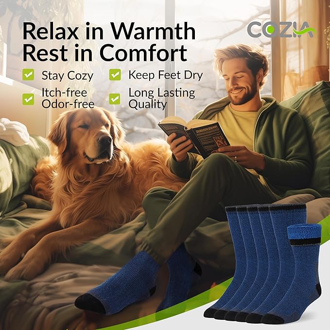 COZIA Merino Wool Socks for Men and Women Warm thermal Boot Hiking Socks 3 Pairs
