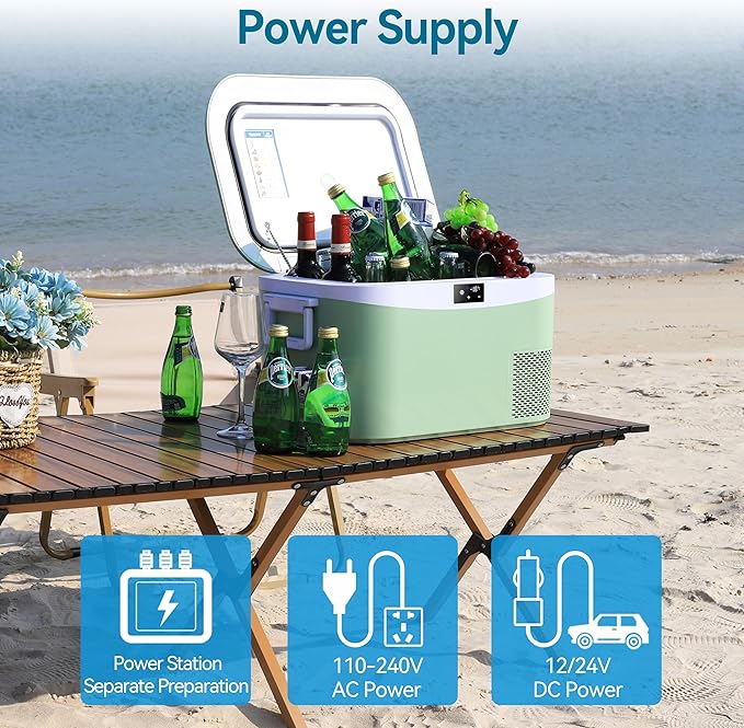 12 Volt Refrigerator Portable Car Freezer 13.5 Quart (12.8 Liter) Compressor Cooler 12V/24V DC 110~240 Volt AC for Truck Van RV Camper SUV Boat Travel Camping Road Trips Tailgating -18℃~+15℃