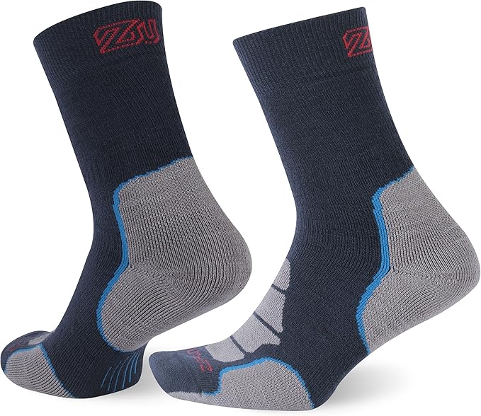 ZEAL WOOD Merino Wool Crew Hiking Socks for Women And Men with Full Cushion Moisture Wicking Walking Work Boot Socks