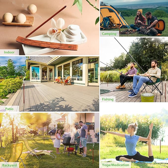BugBai® Mosquito Repellent Outdoor Patio 24PCS, Extra Large Natural Citronella Incense Sticks for 8-Hour Protection, DEET-Free Mosquito Barrier Control for Indoor Backyard Travel Camping Fishing