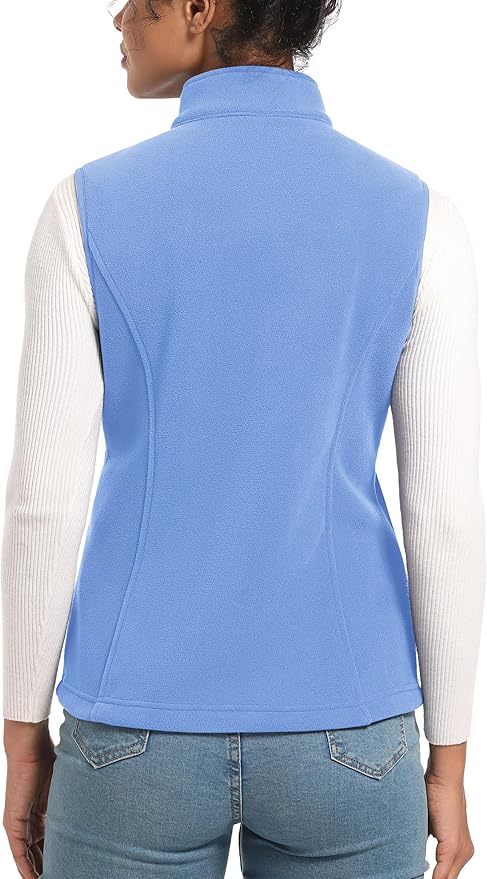 TACVASEN Women's Fleece Vest Lightweight Warm Vests Outerwear Sleeveless Zip Jacket Fall Winter Soft Vest with Pockets