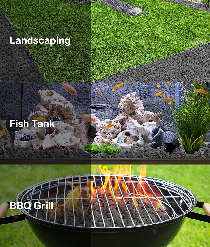 Stanbroil 10 Pounds Black Lava Rock Granules, Decorative Landscaping for Fire Bowls, Fire Pits, Gas Log Sets, Indoor or Outdoor Fireplaces(1 1/5" - 2")