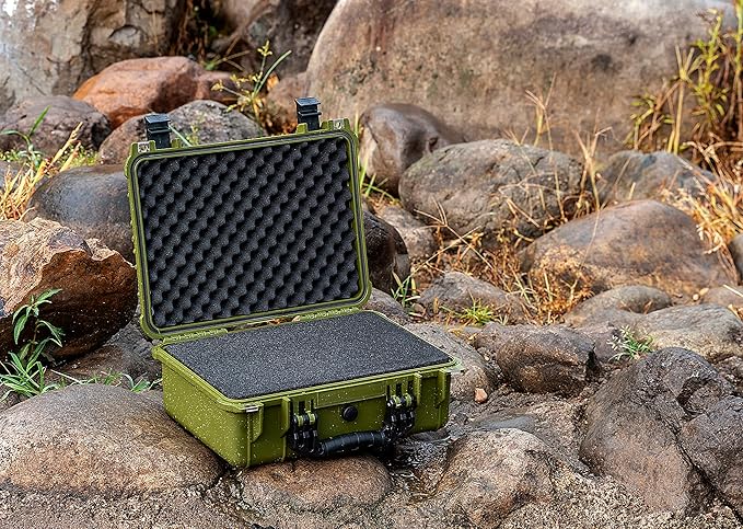 MEIJIA Portable All Weather Waterproof Camera Case With Foam,Fit Use of Drones,Camera,Equipments,Pistols,15.98x12.99x6.85inches