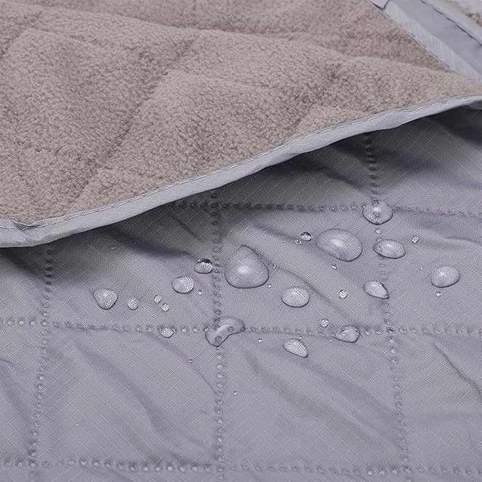 Tranqun 2 Large Outdoor Blanket 78'' x 55'' Quilted Windproof Waterproof Fleece Sandproof Stadium Foldable Warm Blanket for Camping Picnic Sporting Events Cold Weather (Gray)
