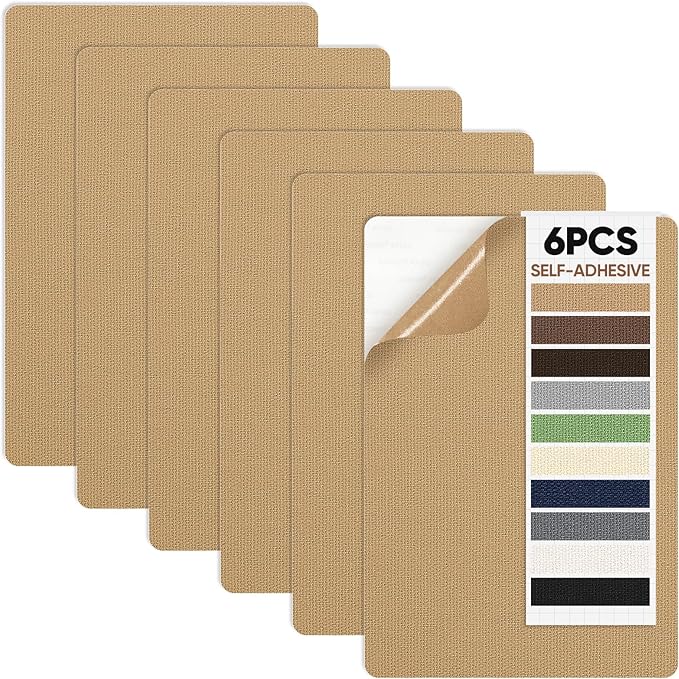 Canvas Repair Patch 5.5 x 8 Inches 6Pcs Self-Adhesive Waterproof Canvas Patch Kit for Repairing Tents,Sofas,Boat Covers,Camping Chair,Awnings,Car Seats.(Khaki)
