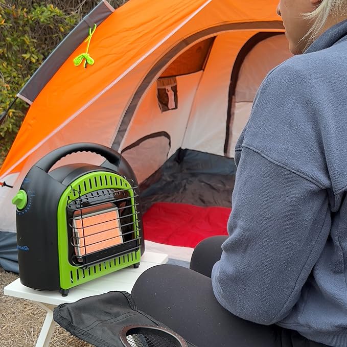 Flame King YSN-CHS10 10,000 BTU Propane Space Radiant Portable Heater Indoor* & Outdoor for Camping, Garage, Ice Fishing, Patio, Green/Black 10K