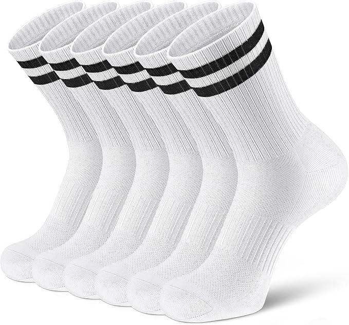 Airacker Athletic Socks Sport Running Calf Socks Performance Cushioned Breathable Crew Socks for Men Women(6 Pairs)