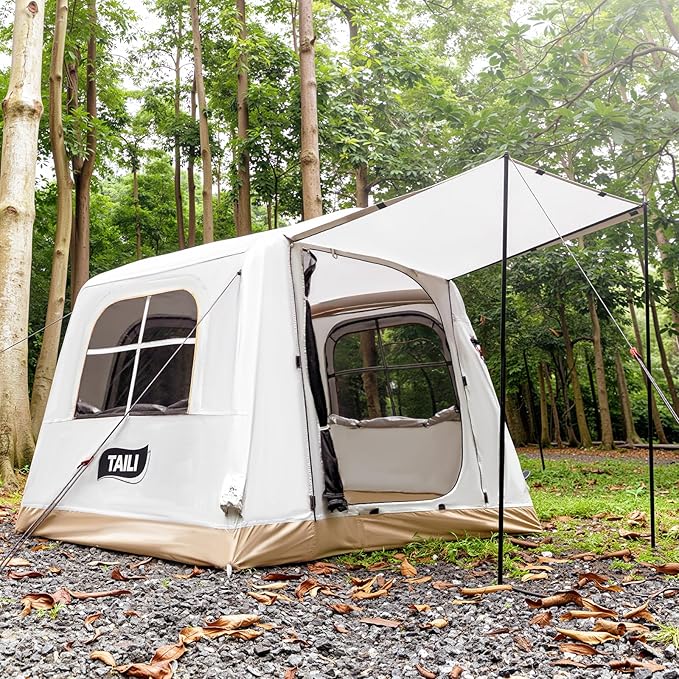 TAILI Inflatable Blow Up Tent for Camping with Hand Pump for 2/3/4/6 Person, Easy Setup Outdoor Inflatable Oxford Waterproof Air Tent House for Family Camping Adult