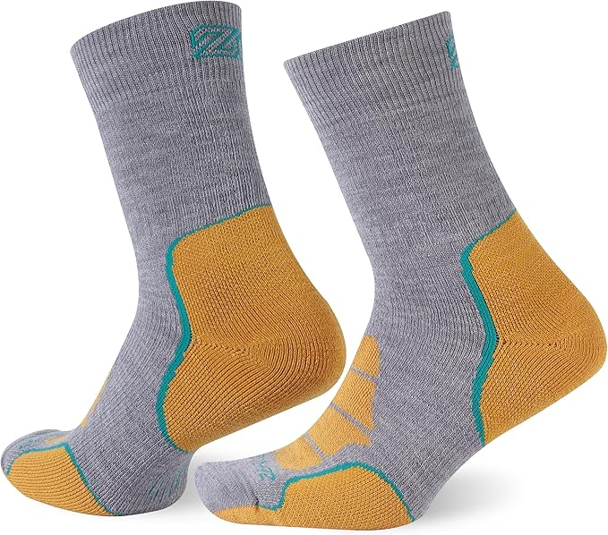 ZEAL WOOD Merino Wool Crew Hiking Socks for Women And Men with Full Cushion Moisture Wicking Walking Work Boot Socks