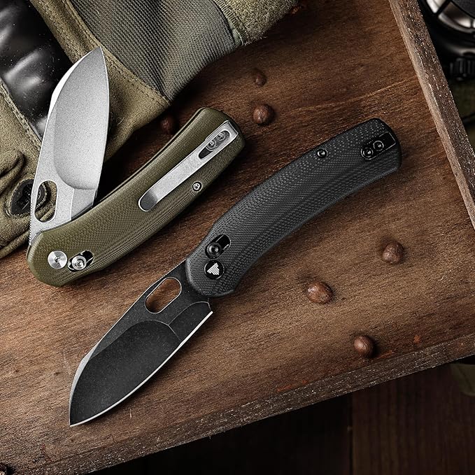 Lamb-03B, Folding Pocket Knife for Men, Crossbar Lock,3” N690 Steel Blade,Black G10 Handle,Outdoor Camping EDC Tool