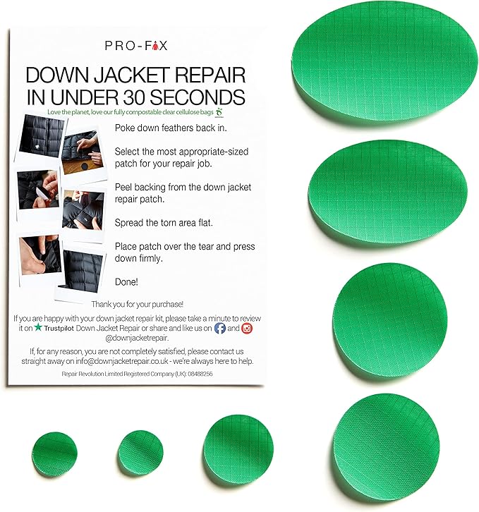 Self-Adhesive Waterproof Repair Patch Kit - 30-Second Fix for Down Jackets, Tents, Sleeping Bags, Backpacks, Outdoor and Camping Gear - Pre-Cut Nylon Ripstop Patches, Multiple Colors - Mid Green