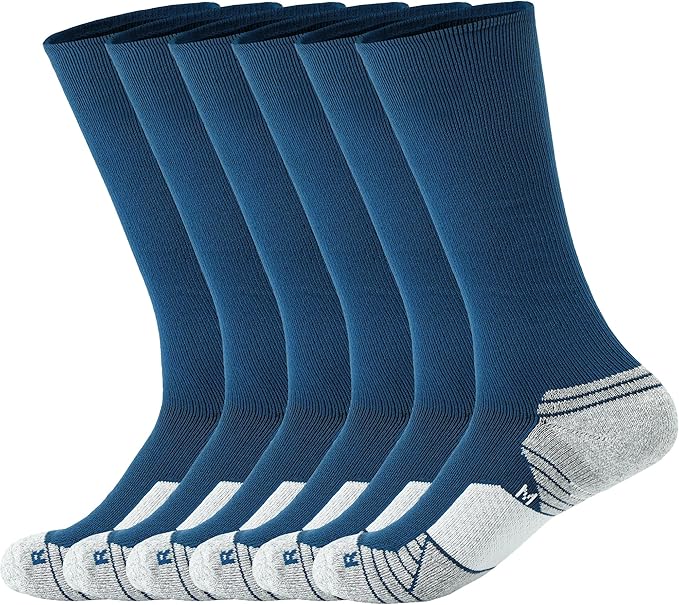 WANDER 3-6 Pairs Men's Athletic Run Cushion Over-the-Calf Tube Socks
