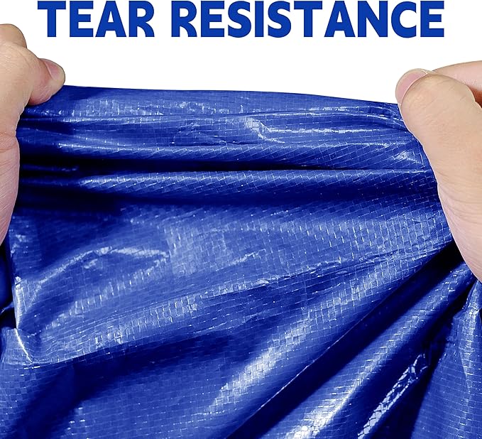 Tarp 15x30 ft 100% Waterproof Uv Resistant High Durability Multipurpose 5mil Blue Tarp for Covering Courtyards, Cars, Camping, Gardens, Pet Nests -by MVPNET