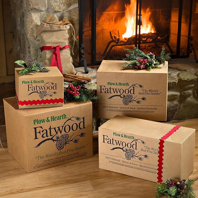 Plow & Hearth 10 LBS Fatwood Fire Starter Sticks Organic Kindling, Easy Ignition Fat Wood, All Natural Firestarters for Fire Pit, Wood Stoves, Fireplaces, Campfires, Bonfires, BBQ