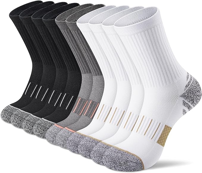 Crew Socks for Women,Athletic Hiking Running Compression Socks with Cushioned Support 3-6 Pairs