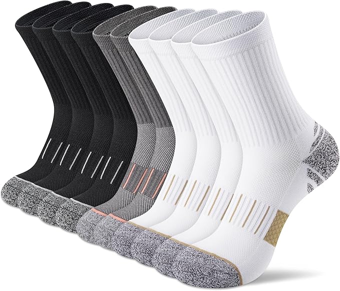 Crew Socks for Women,Athletic Hiking Running Compression Socks with Cushioned Support 3-6 Pairs