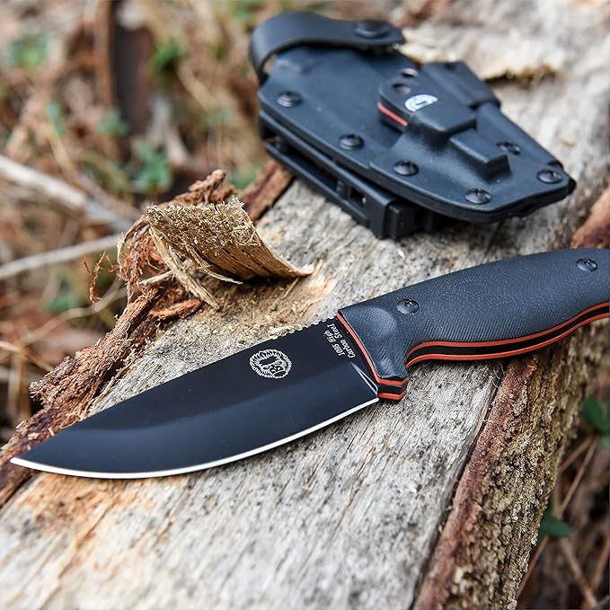 Holtzman's Gorilla Survival Bloodline Fixed Blade Knife with Sheath - Full Tang 1095 High Carbon Steel - Outdoor Bushcraft & Hunting Knife for Survival Gear