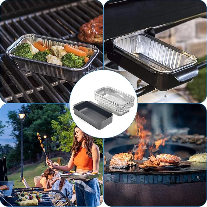 Grill Grease Pan for Charbroil Accessories 9328812P06 463331221 463365021 G416-0015-W1, G325-5703-W1, Grill Replacement Grease Cup Catcher with 10-Pack Aluminum Disposable Oil Drip Pan