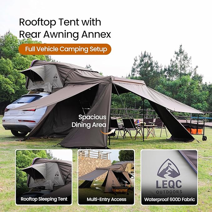 Rooftop Tent Hard Shell β Waterproof Car Tents with Modular Annex Room, Skylight & Rear Awning, Easy Up Roof with Ladder, 2β3 Person Tents for Overlanding & Car Camping