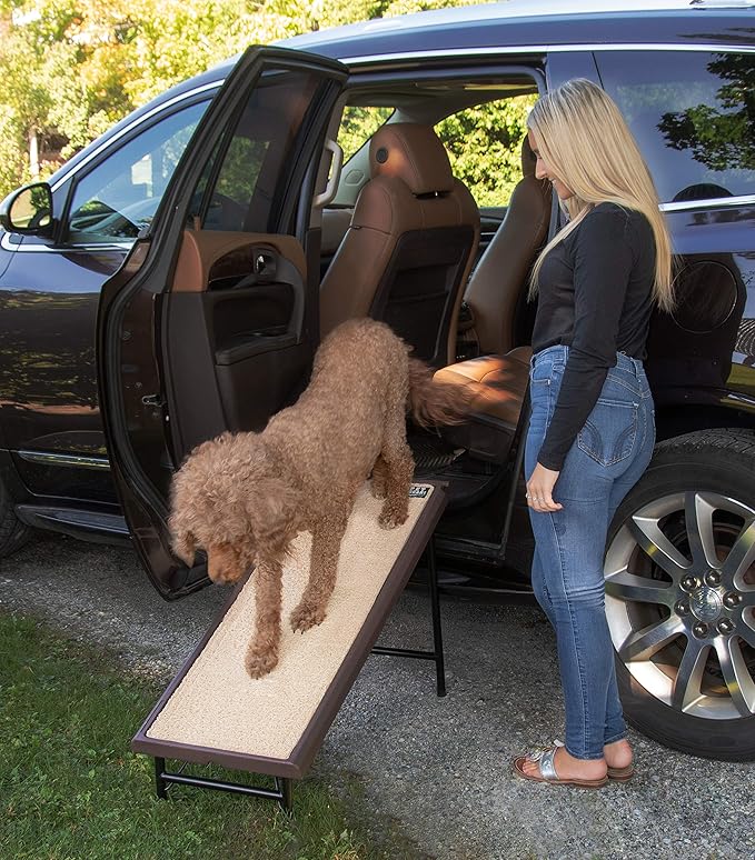Pet Gear Free Standing Pet Ramp for Cats and Dogs, No Assembly Required, Easy Fold for Storage or Travel, Portable, Espresso