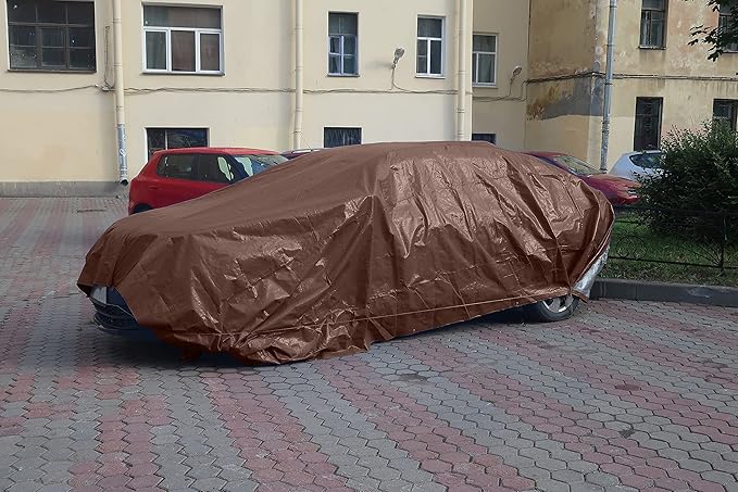 Multi-Purpose Large Tarp Waterproof Cover | Brown, 8' x 10' 5 Mil Thick | Rip Proof Tarps | Thick Weave Material, UV Resistant Great for Tarpaulin Canopy Tent, Boat, RV or Pool Cover