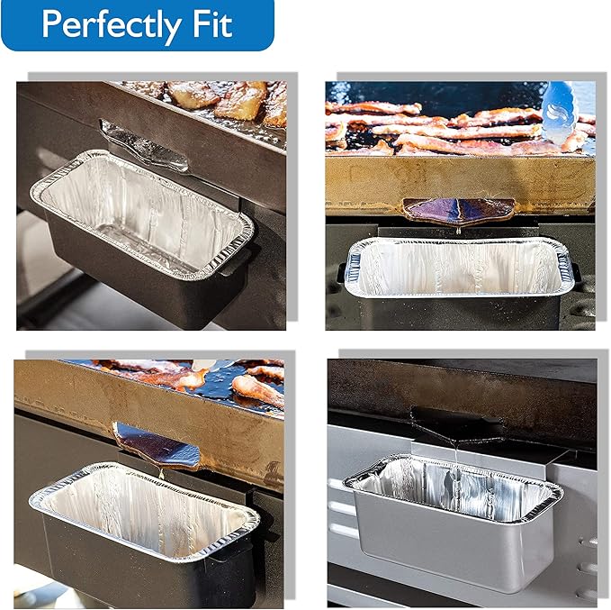 40 Pack Blackstone Grease Cup Liners, Grease Catcher Liner, Aluminum Foil Drip Pan for 28 and 36 inch Blackstone Griddle