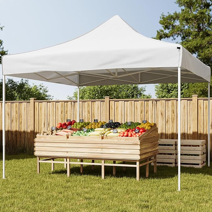 Pop Up Canopy - 10x10 ft Canopy Tent - UPF30 Beach Tent Sun Shelter - Adjustable Height EZ Up Canopy with Bag - Tents for Parties by Stalwart (White)