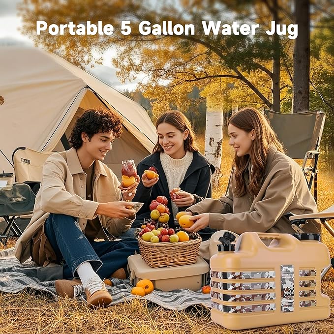 ASIEIT 3 Gallon/5 Gallon Water Jug with Spigot, Portable Water Tank BPA Free, Leak-Proof Water Containers for Camping Water Storage Containers for Emergency Outdoor Hiking Picnic, Green/Yellow/White