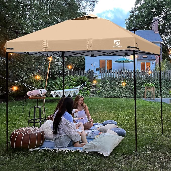 10x10 Pop Up Canopy Replacement Top Cover with Air Vent for Straight Leg Canopy Tent, Waterproof for Outdoor Garden Patio Camping Sun Shade(Top Only) (Khaki, 1)