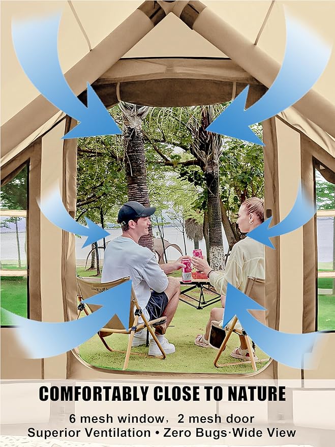 Inflatable Tents for Camping - Easy Blow Up Glamping Tent with Hand Pump, Waterproof PVC Air Inflatable Tent House for Family Weekend Camping