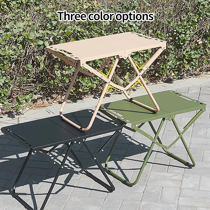 Metal Portable Tactical Camping Table, Foldable Lightweight Small Table with Storage Bag, Durable Carbon Steel Outdoor Picnic Table, Perfect for Fishing, Hiking and BBQ