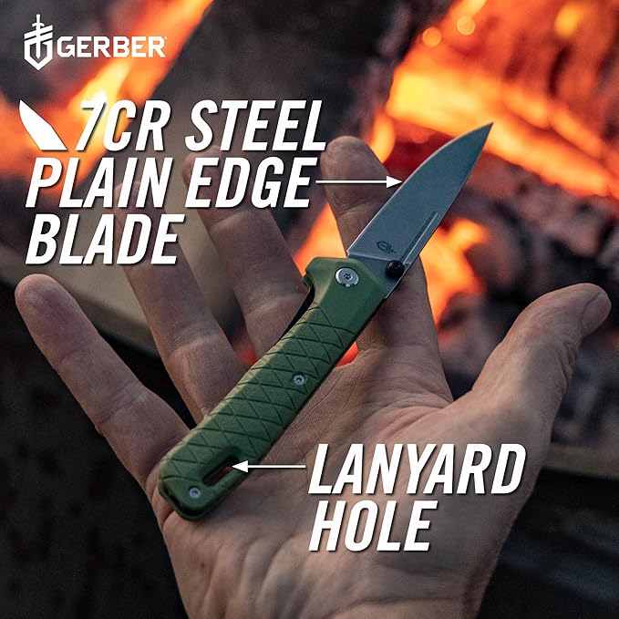 Gerber Gear Zilch Pocket Knife with 3.1" Plain Edge Blade, Folding Knife with Clip, Lightweight, EDC Gear and Equipment, Baltic Haze