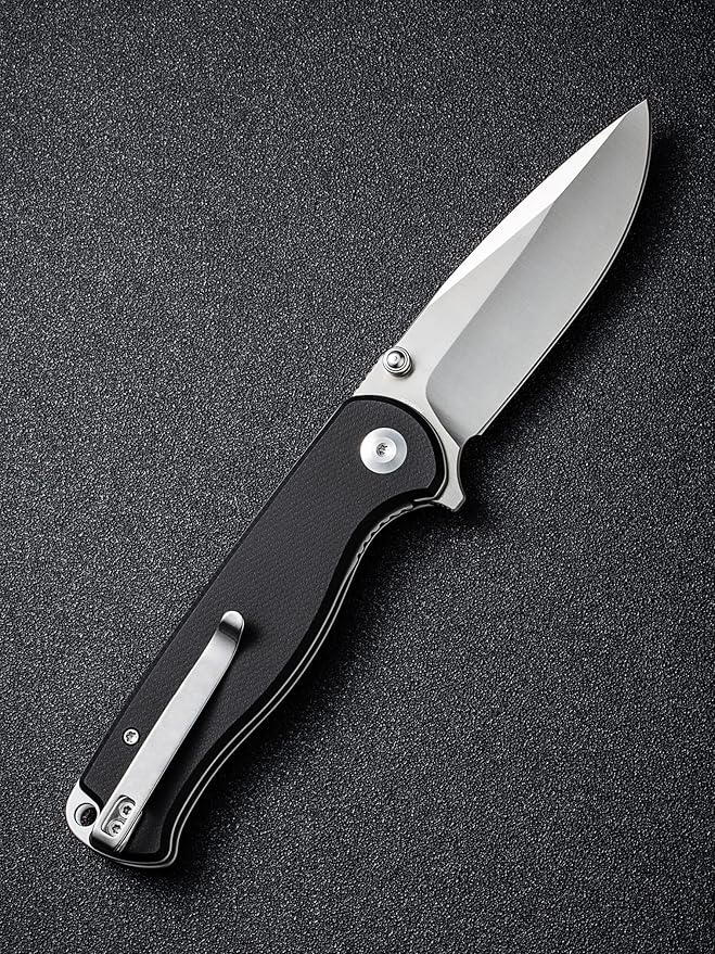 SENCUT Errant Pocket Knife, Camping Folding Knife with Micarta Handle and 3.45" 9Cr18MoV Blade, EDC Knife for Outdoor Work S23054B-3(Black)